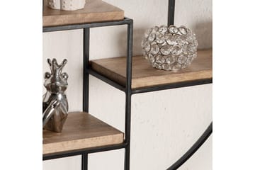 Vegghylle Wohnling Rundt heltre med metallramme veggmontert industrielt - Oppbevaring - Hylle - Vegghylle