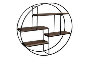 Vegghylle Wohnling Rundt heltre med metallramme veggmontert industrielt - Oppbevaring - Hylle - Vegghylle