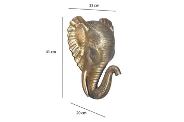 Veggdekorasjon Wohnling Elefant polert aluminiumstøp veggfeste industriell - Interiør - Veggdekorasjon