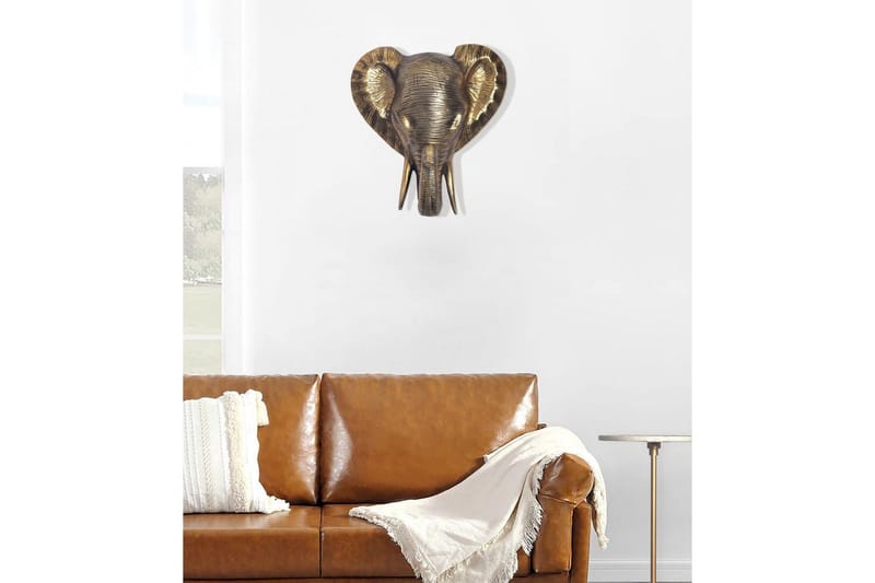 Veggdekorasjon Wohnling Elefant polert aluminiumstøp veggfeste industriell - Interiør - Veggdekorasjon