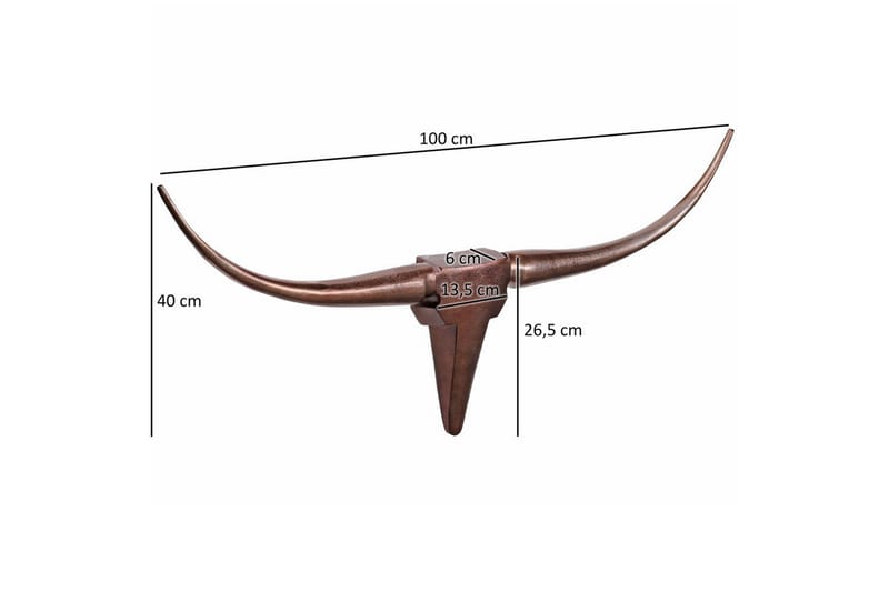Veggdekorasjon Wohnling Okse Håndpolert Aluminium Industriell Bronse, 100 cm - Bronse, 100 cm - Interiør - Veggdekorasjon