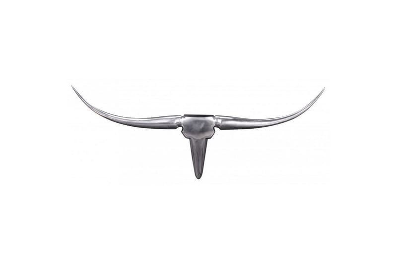 Veggdekorasjon Wohnling Okse Håndpolert Aluminium Industriell Sølv, 75 cm, Sølv, 75 cm