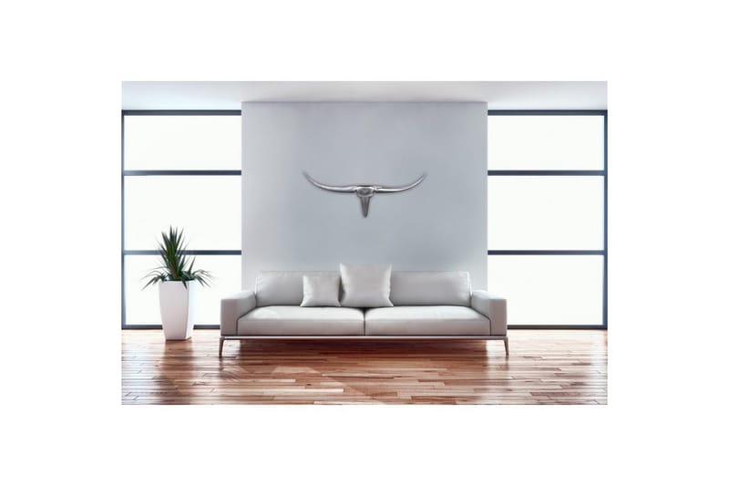 Veggdekorasjon Wohnling Okse Håndpolert Aluminium Industriell Sølv, 75 cm - Sølv, 75 cm - Interiør - Veggdekorasjon