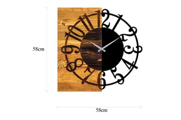 Wooden Clock 1 - Svart/Valnøtt - Interiør - Veggdekorasjon - Klokker