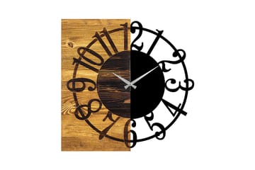 Wooden Clock 1 - Svart/Valnøtt - Interiør - Veggdekorasjon - Klokker