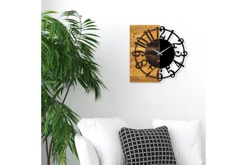 Wooden Clock 1 - Svart/Valnøtt - Interiør - Veggdekorasjon - Klokker