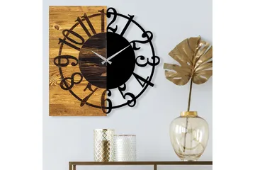 Wooden Clock 1 - Svart/Valnøtt - Interiør - Veggdekorasjon - Klokker