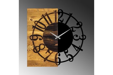 Wooden Clock 1 - Svart/Valnøtt - Interiør - Veggdekorasjon - Klokker