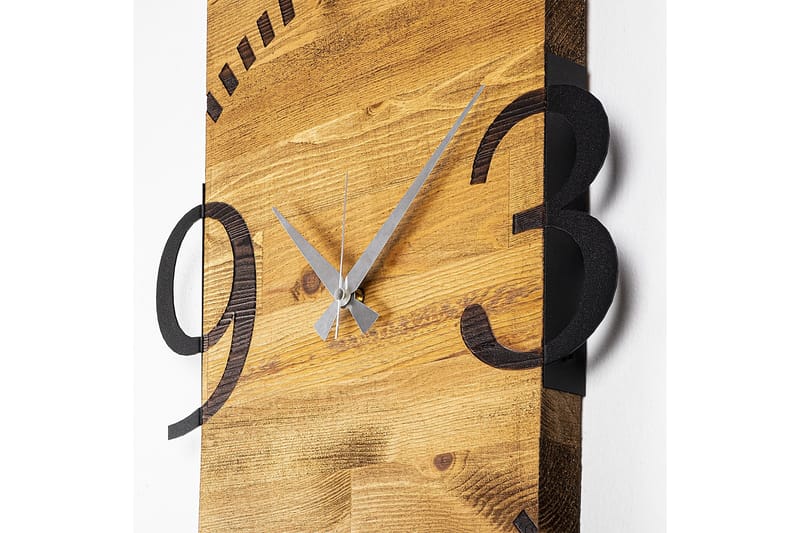 Wooden Clock 2 - Svart/Valnøtt - Interiør - Veggdekorasjon - Klokker