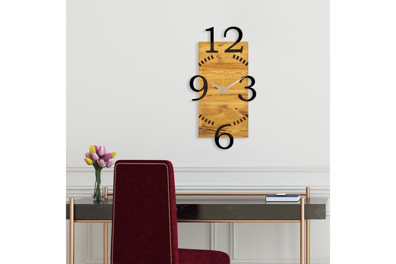 Wooden Clock 2 - Svart/Valnøtt - Interiør - Veggdekorasjon - Klokker
