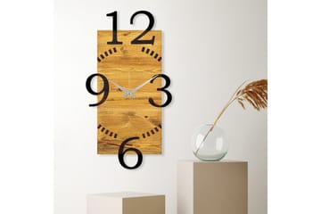 Wooden Clock 2 - Svart/Valnøtt - Interiør - Veggdekorasjon - Klokker