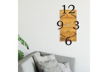 Wooden Clock 2 - Svart/Valnøtt - Interiør - Veggdekorasjon - Klokker