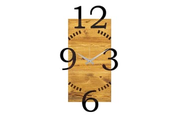 Wooden Clock 2 - Svart/Valnøtt - Interiør - Veggdekorasjon - Klokker