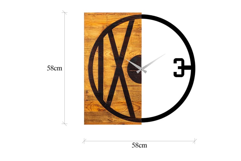 Wooden Clock 24 - Svart/Valnøtt - Interiør - Veggdekorasjon - Klokker