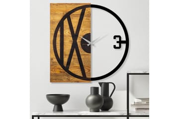 Wooden Clock 24 - Svart/Valnøtt - Interiør - Veggdekorasjon - Klokker
