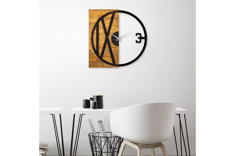 Wooden Clock 24 - Svart/Valnøtt - Interiør - Veggdekorasjon - Klokker