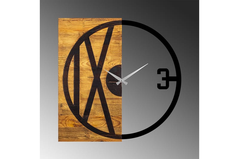 Wooden Clock 24 - Svart/Valnøtt - Interiør - Veggdekorasjon - Klokker