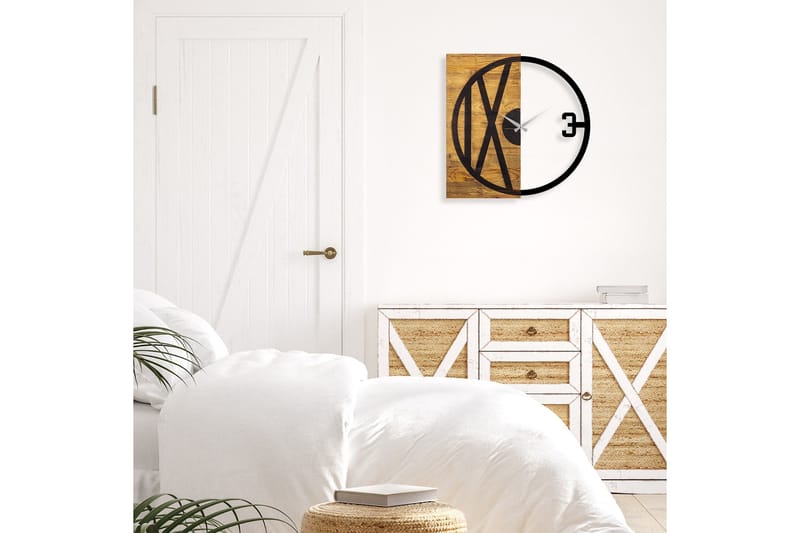 Wooden Clock 24 - Svart/Valnøtt - Interiør - Veggdekorasjon - Klokker