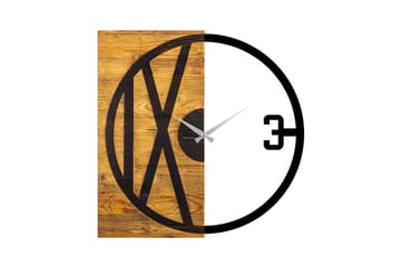 Wooden Clock 24 - Svart/Valnøtt - Interiør - Veggdekorasjon - Klokker