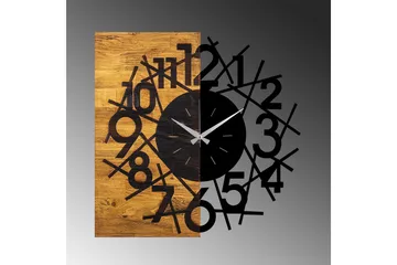 Wooden Clock 26 - Svart/Valnøtt - Interiør - Veggdekorasjon - Klokker