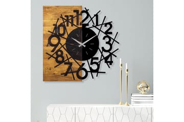 Wooden Clock 26 - Svart/Valnøtt - Interiør - Veggdekorasjon - Klokker