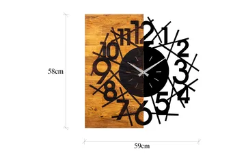 Wooden Clock 26 - Svart/Valnøtt - Interiør - Veggdekorasjon - Klokker