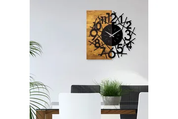 Wooden Clock 26 - Svart/Valnøtt - Interiør - Veggdekorasjon - Klokker