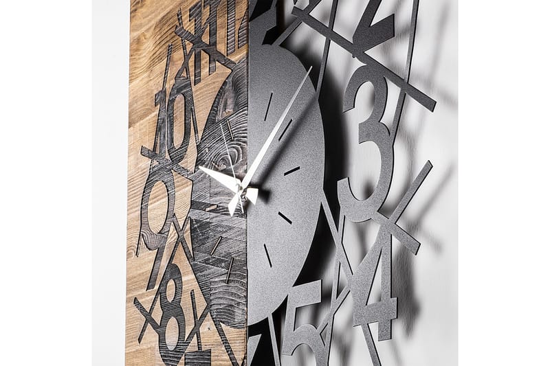 Wooden Clock 26 - Svart/Valnøtt - Interiør - Veggdekorasjon - Klokker