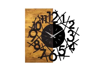 Wooden Clock 26 - Svart/Valnøtt - Interiør - Veggdekorasjon - Klokker