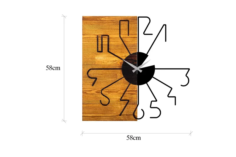 Wooden Clock 29 - Svart/Valnøtt - Interiør - Veggdekorasjon - Klokker