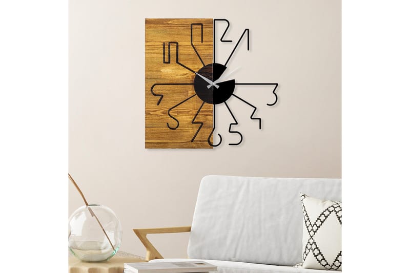 Wooden Clock 29 - Svart/Valnøtt - Interiør - Veggdekorasjon - Klokker