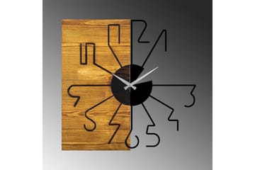 Wooden Clock 29 - Svart/Valnøtt - Interiør - Veggdekorasjon - Klokker