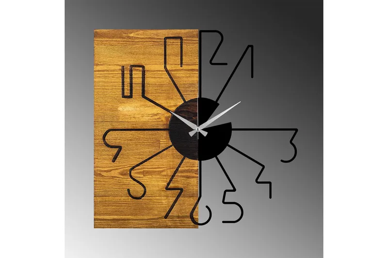 Wooden Clock 29 - Svart/Valnøtt - Interiør - Veggdekorasjon - Klokker