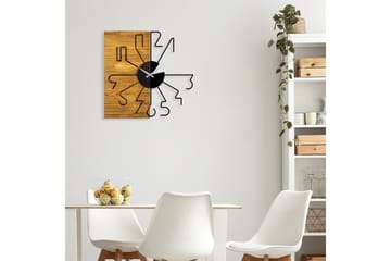 Wooden Clock 29 - Svart/Valnøtt - Interiør - Veggdekorasjon - Klokker