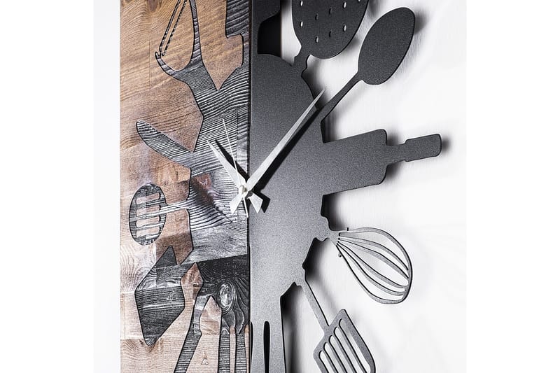 Wooden Clock 32 - Svart/Valnøtt - Interiør - Veggdekorasjon - Klokker