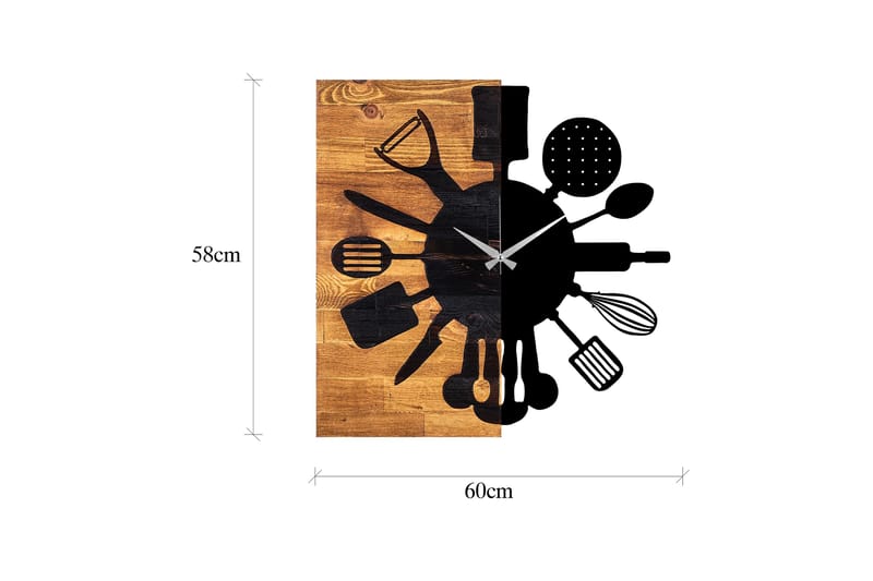 Wooden Clock 32 - Svart/Valnøtt - Interiør - Veggdekorasjon - Klokker