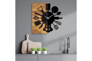 Wooden Clock 32 - Svart/Valnøtt - Interiør - Veggdekorasjon - Klokker