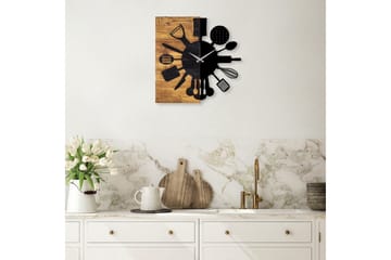 Wooden Clock 32 - Svart/Valnøtt - Interiør - Veggdekorasjon - Klokker