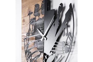 Wooden Clock 33 - Svart/Valnøtt - Interiør - Veggdekorasjon - Klokker