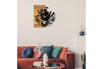 Wooden Clock 33 - Svart/Valnøtt - Interiør - Veggdekorasjon - Klokker