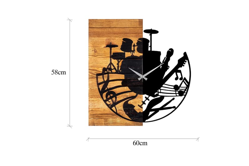 Wooden Clock 33 - Svart/Valnøtt - Interiør - Veggdekorasjon - Klokker
