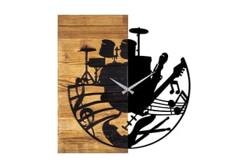 Wooden Clock 33 - Svart/Valnøtt - Interiør - Veggdekorasjon - Klokker