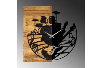 Wooden Clock 33 - Svart/Valnøtt - Interiør - Veggdekorasjon - Klokker