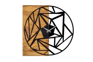 Wooden Clock 36 - Svart/Valnøtt - Interiør - Veggdekorasjon - Klokker