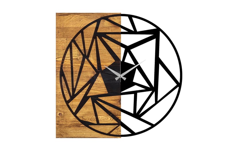 Wooden Clock 36, Svart/Valnøtt