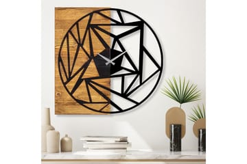 Wooden Clock 36 - Svart/Valnøtt - Interiør - Veggdekorasjon - Klokker