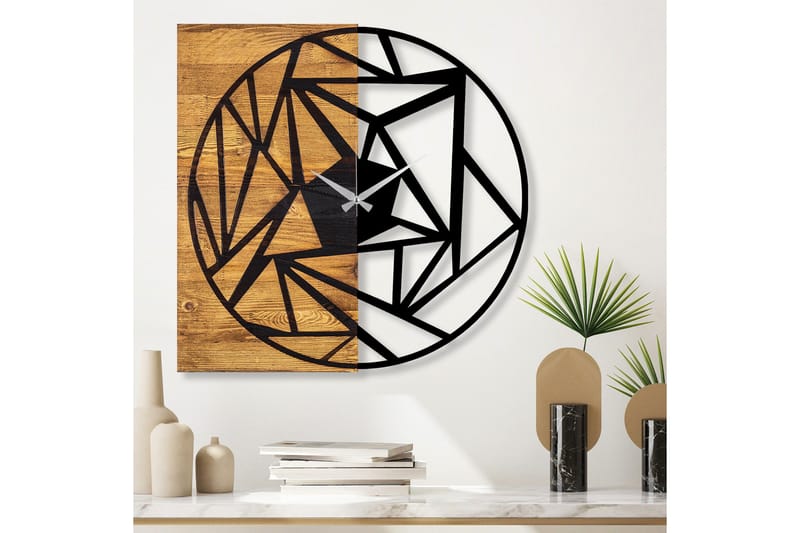 Wooden Clock 36 - Svart/Valnøtt - Interiør - Veggdekorasjon - Klokker