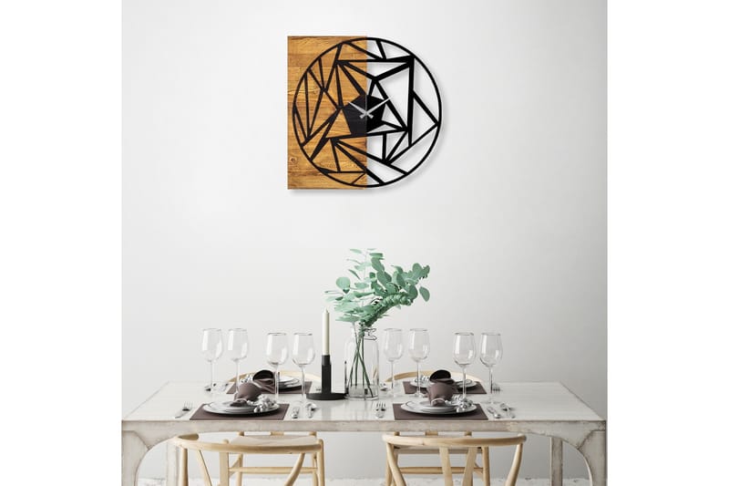 Wooden Clock 36 - Svart/Valnøtt - Interiør - Veggdekorasjon - Klokker