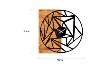 Wooden Clock 36 - Svart/Valnøtt - Interiør - Veggdekorasjon - Klokker