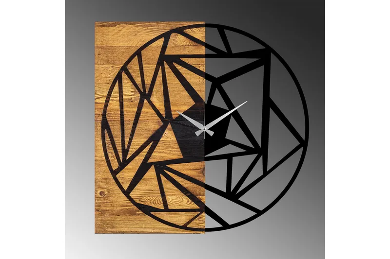 Wooden Clock 36 - Svart/Valnøtt - Interiør - Veggdekorasjon - Klokker